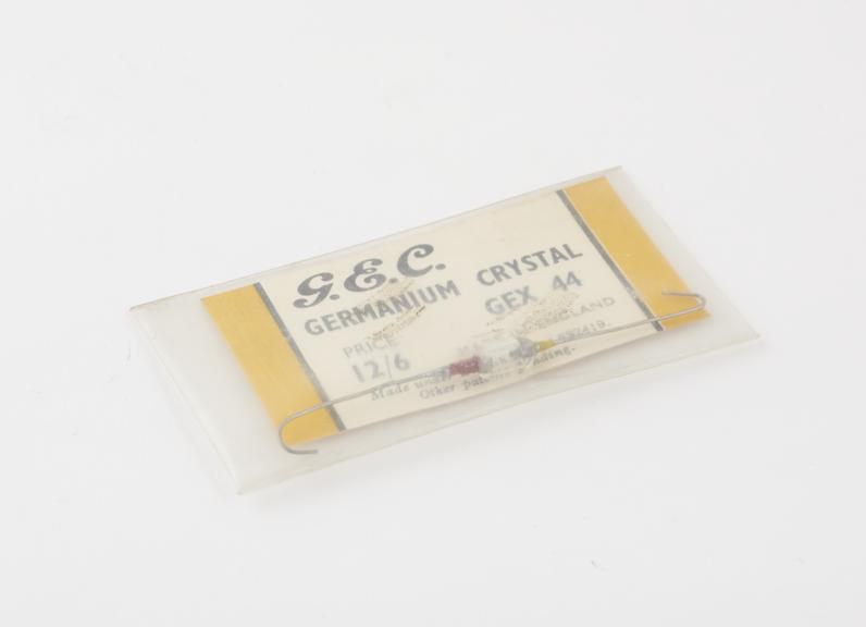 One individually packed germanium crystal GEX44.  c.1950