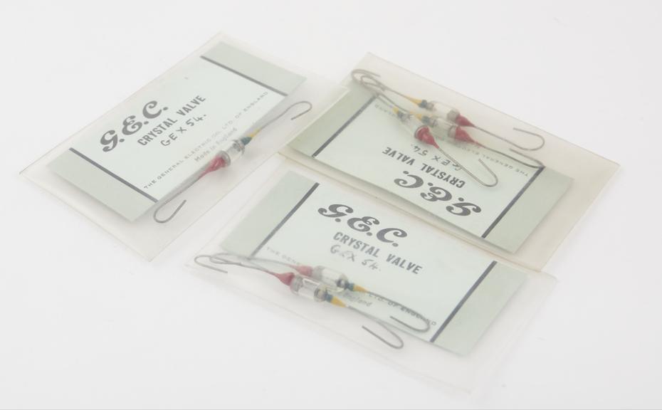 Three packs containing 1, 2 and 3 -  GEX 54 crystal valves.   c