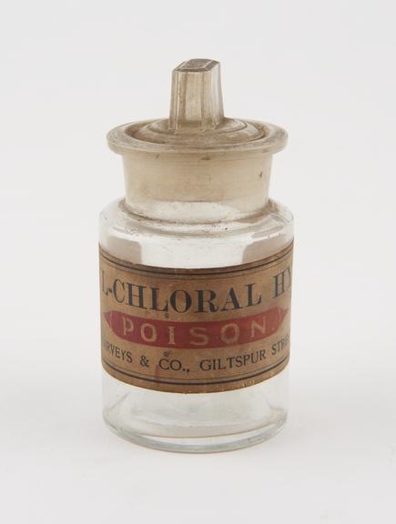 Glass bottle, originally contained butyl-chloral hydrate powder