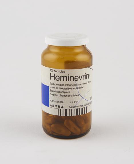 1x100 bottle of Heminevrin capsules (chlormethiazole edisylate)