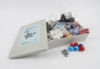 Atom models in box. Made by Spiring Enterprises Ltd
