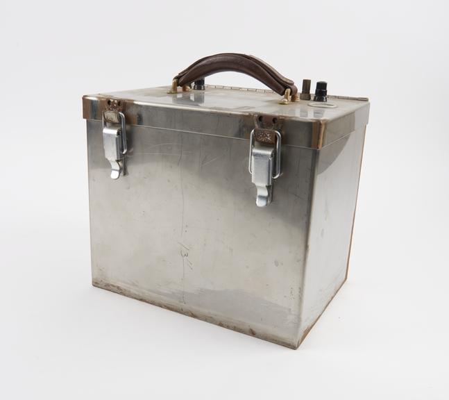 Stainless steel box with a lockable lid and electrical