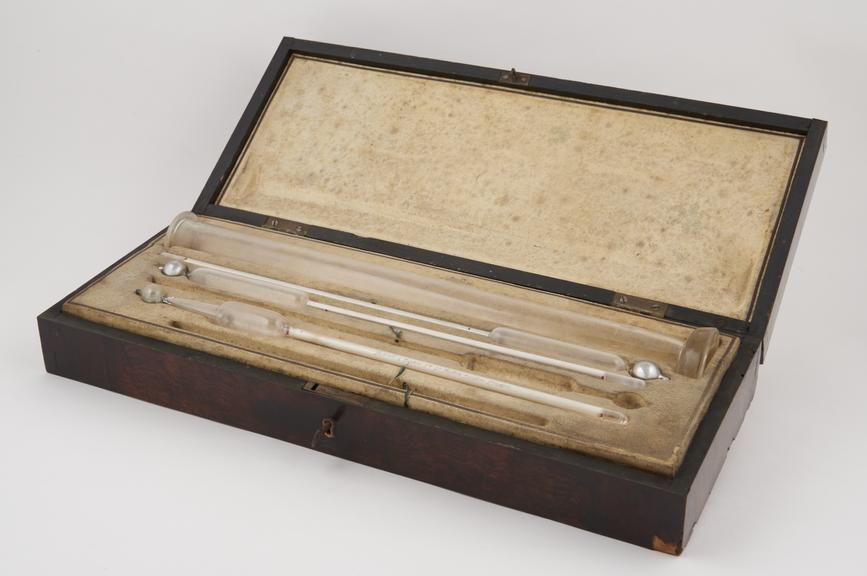 Three glass hydrometers