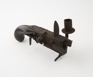 Tinder Pistol, wood stock, iron fittings