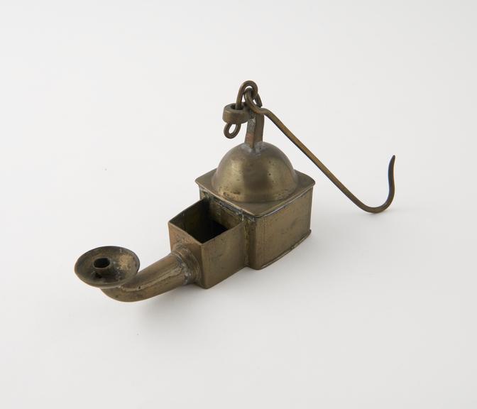 Hanging spout type lamp, brass, Antwerp, made from sheet brass