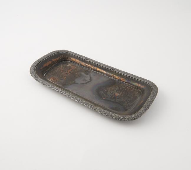 Pewter rectangular wick dish