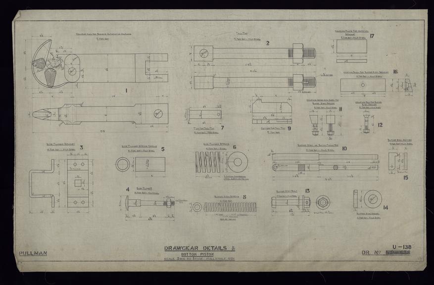 Drawing of Pullman Drawgear Details & Bottom Piston