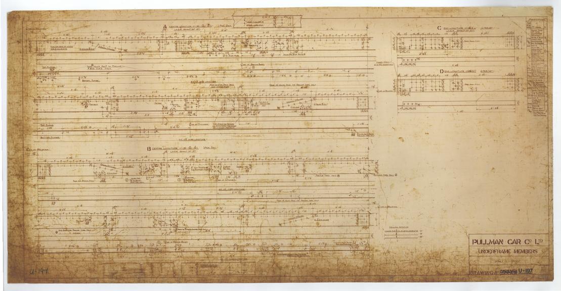 Drawing of The Pullman Car Co. Ltd. Underframe Members