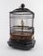 Mechanical singing bird in ebonised and tortoiseshell cage.