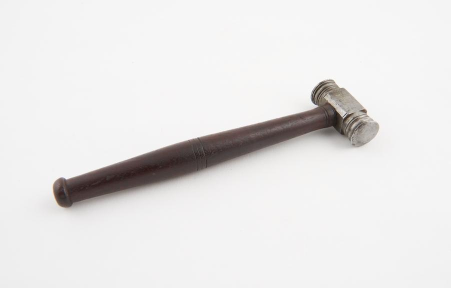 Tendon hammer, steel and mahogany, 19th century