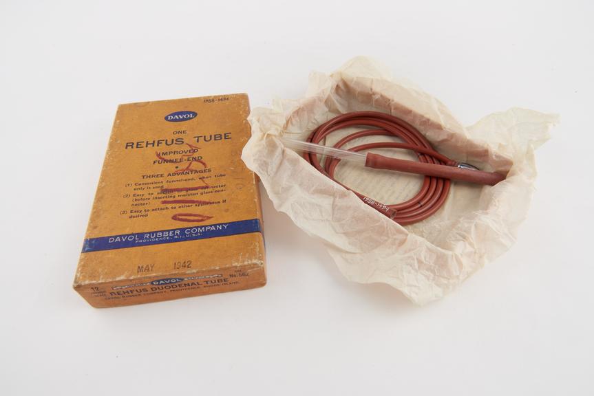 Rehfus duodenal suction tube with connector and instructions in