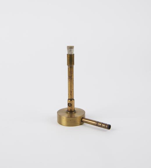 Bunsen Burner, lacquered brass, approximately 100mm high