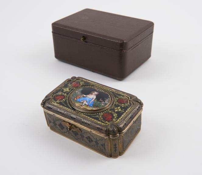 Swiss enamel inlaid singing bird snuff box.