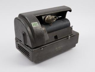 Table model dictating apparatus for Bakelite (sic) cylinders, Edison type with speaking tube, 1910