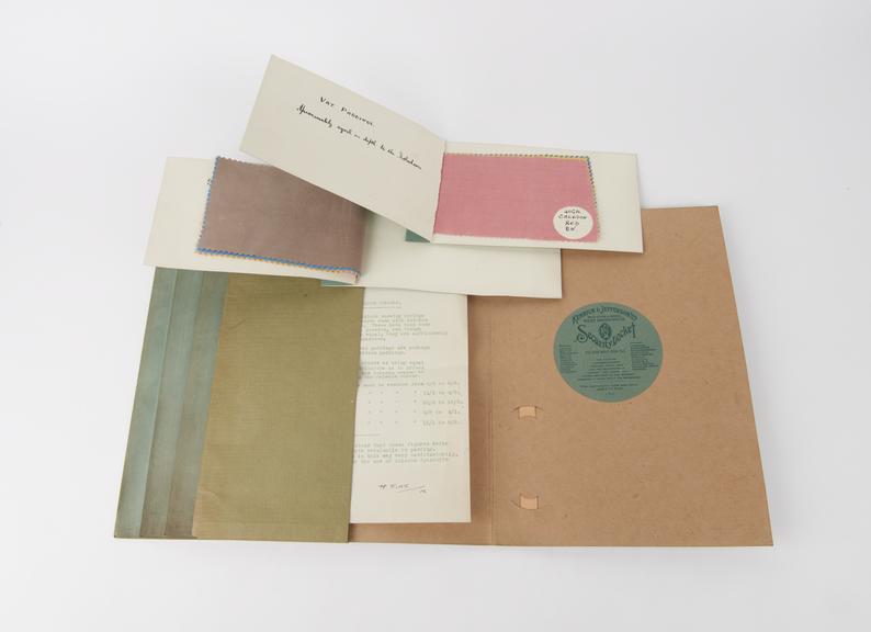 Three folders of samples and notes on Soledon processing, 1926