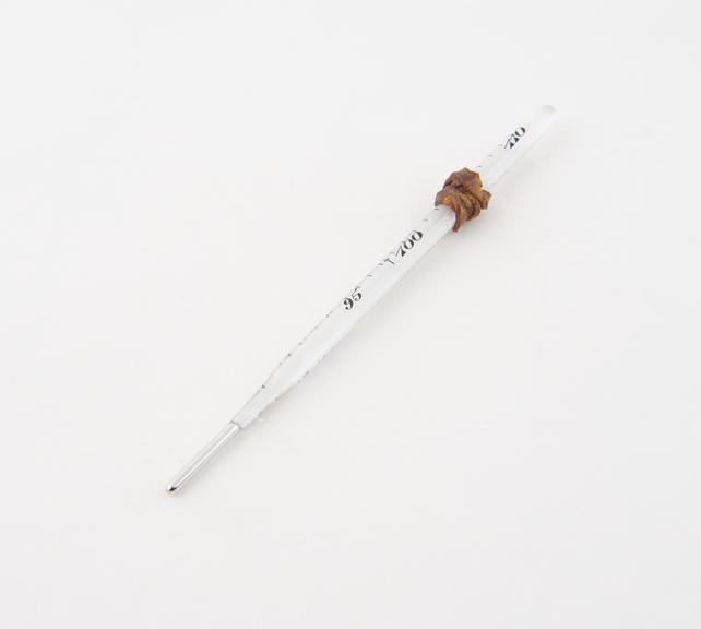 Clinical thermometer, long bulb, round stem, by G. H