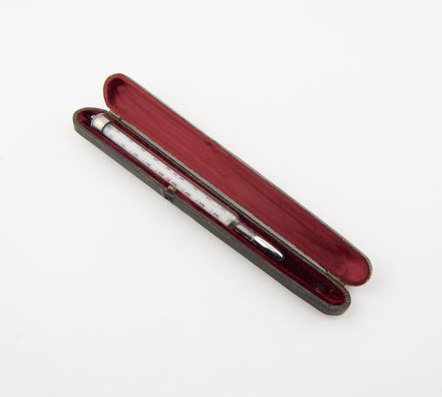 Clinical centigrade thermometer, with case, European, 1801-1920