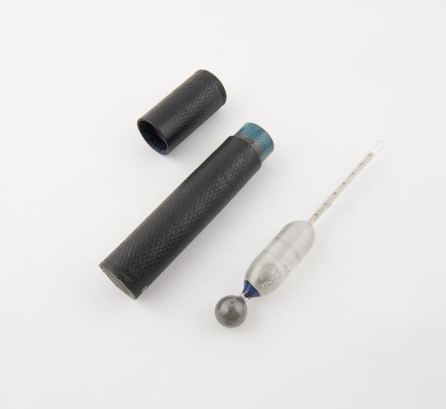 Hydrometer, glass, for diabetes, in leather case