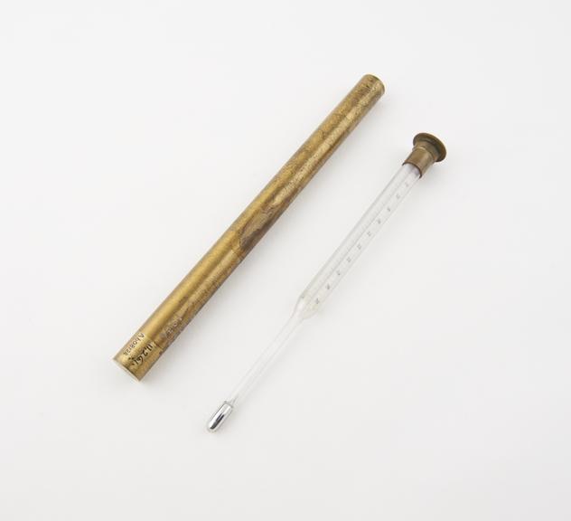 Clinical centigrade thermometer, with brass case, made by H