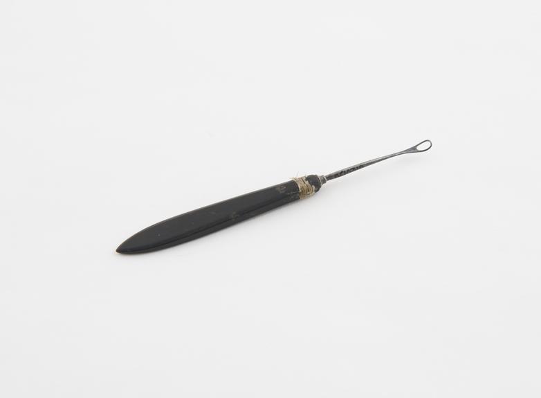 Curette, nasal, steel shaft, ebony handle, late 19th century