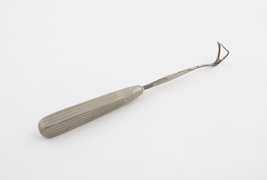 Post-nasal curette, steel, nickel-plated, probably British