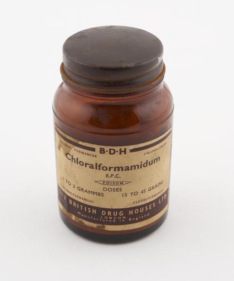 Bottle of chloralformamide, by the British Drug Houses Ltd