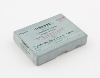 Five glass ampoules of muscle relaxant, London, England, 1880-1941