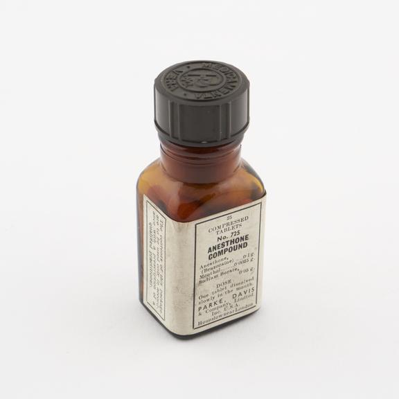 Bottle of anesthone compound tablets, by Parke, Davis and Co