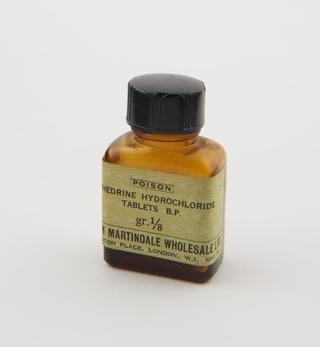 Bottle of ephedrine hydrochloride tablets