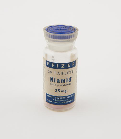 Bottle of Niamid' tablets, by Pfizer Ltd., English'