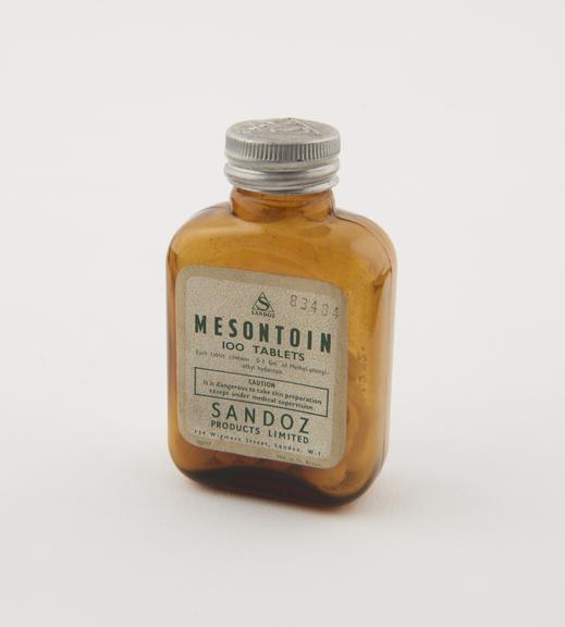 Bottle of 'Mesontoin' tablets, by Sandoz Products Ltd