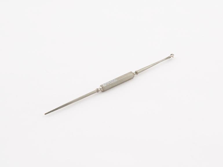 Double ended swab holder, aural, Purves, steel, nickel plated