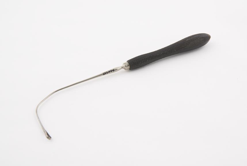 Curette, aural, steel shaft, ebony handle