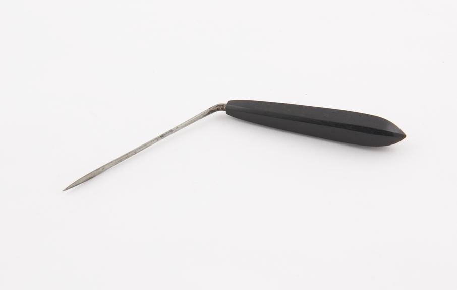 Ear piercer, steel with ebony handle, probably English