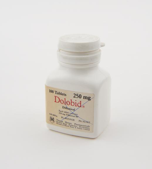 1x100 container of Dolobid 250mg tablets (Diflunisal), by Thos