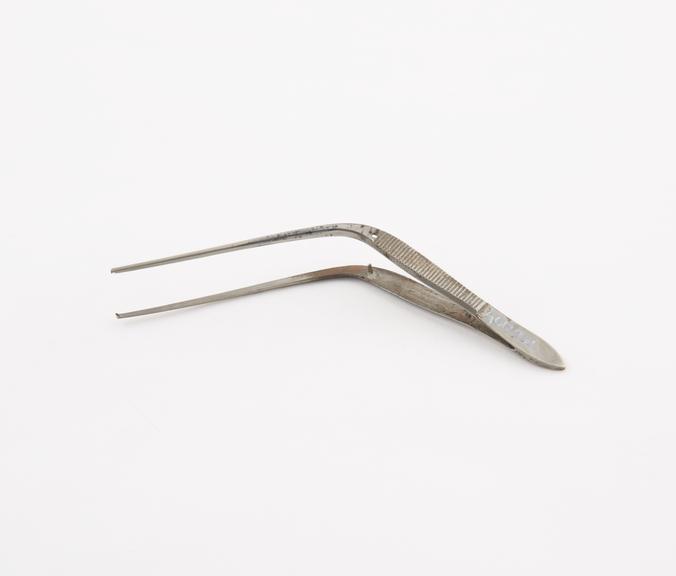 Wilde's aural forceps, steel, plated, 1880-1920