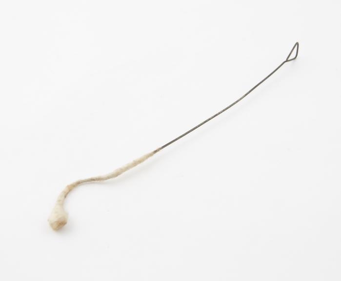 Laryngeal swab, metal and cotton wool, 1870-1920