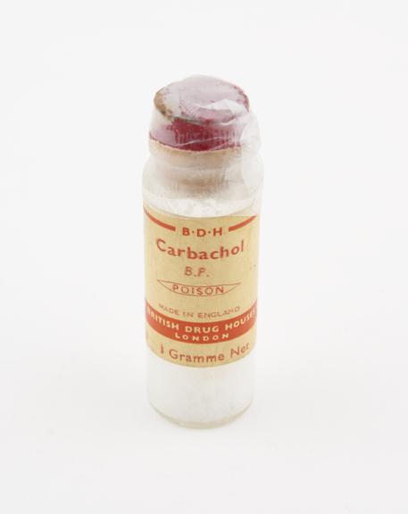 Bottle of carbachol, by the British Drug Houses Ltd