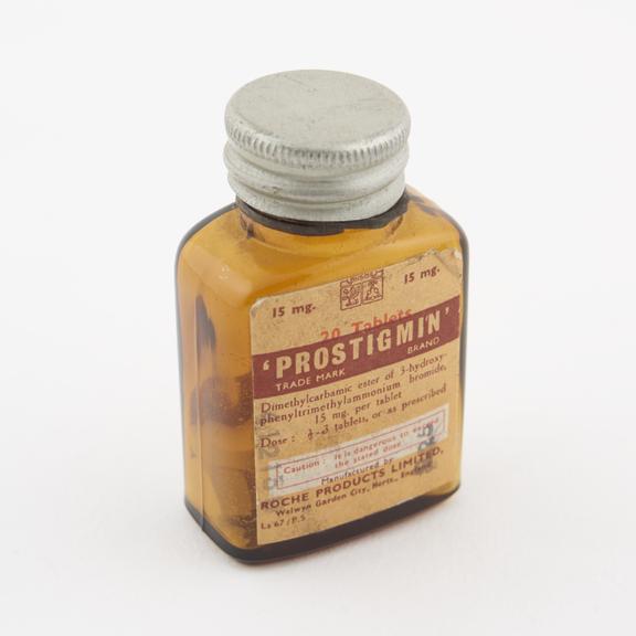 Bottle of prostigmin, by Roche Products Ltd