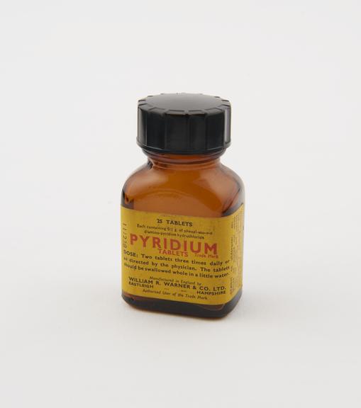 Bottle of pyridium' tablets by William R.Warner and Co