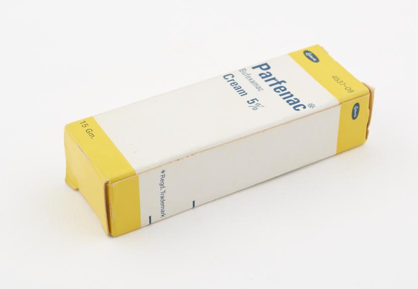 1x15g tube, in box, of Parfenac cream 5% (bufexamac)