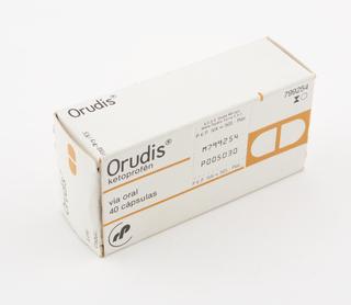 40 capsules of Orudis (Ketoprofen), by Rhone-Poulenc Farma