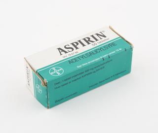 Packet containing 50 Aspirin tablets, Scandinavian, by Bayer