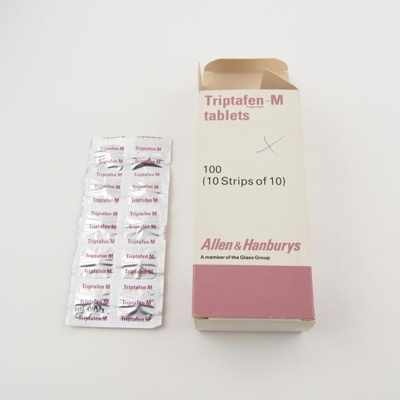 1x100 pack, in box, of Triptafen-M tablets (amitriptyline