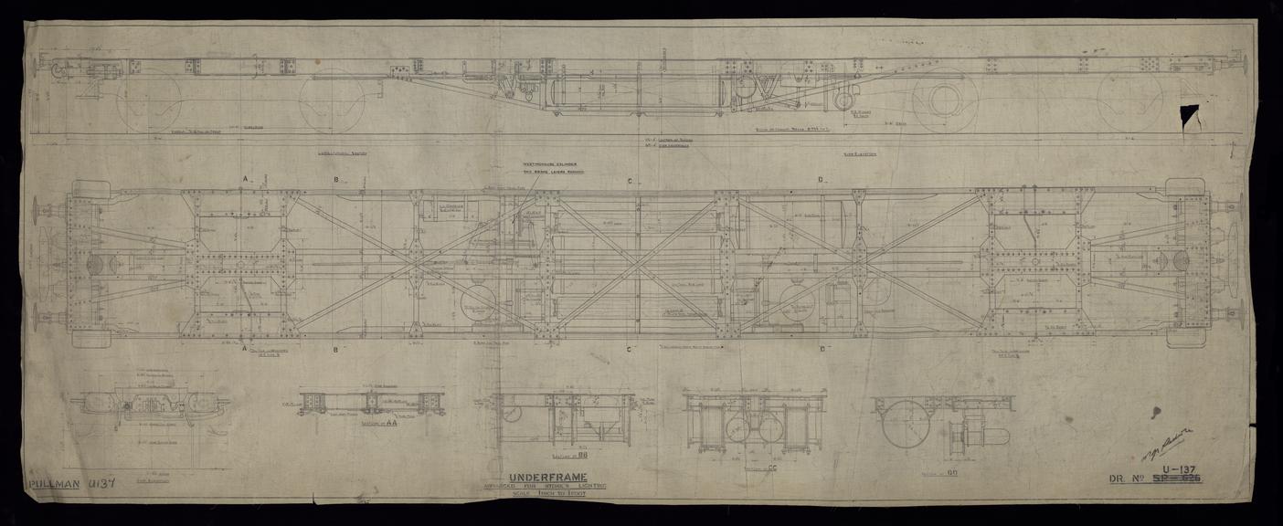 Drawing of Pullman Underframe arranged for Stone's Lighting