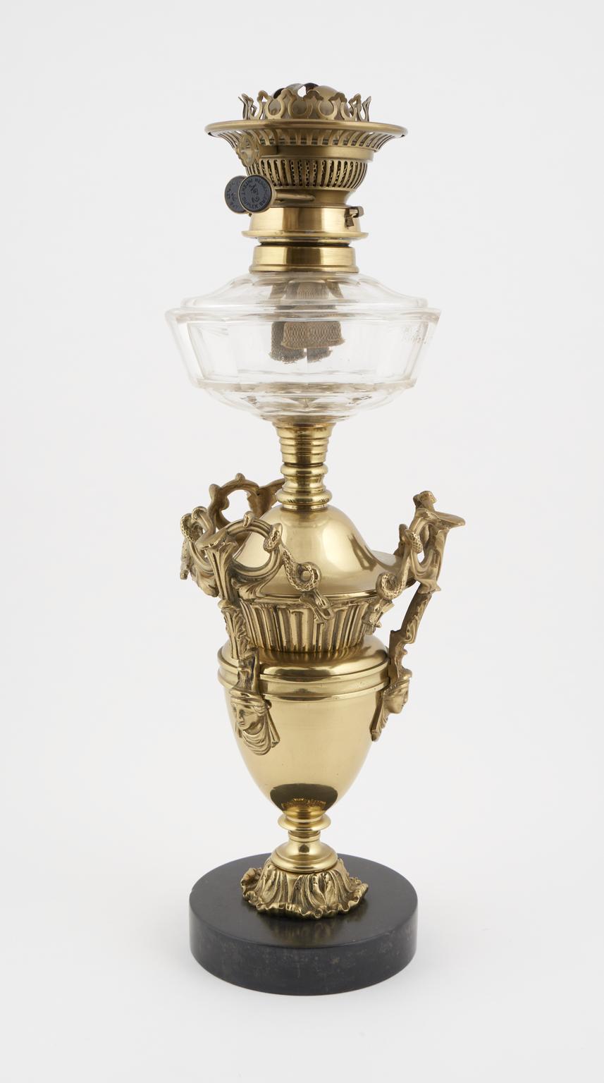 Victorian ornamental brass paraffin lamp