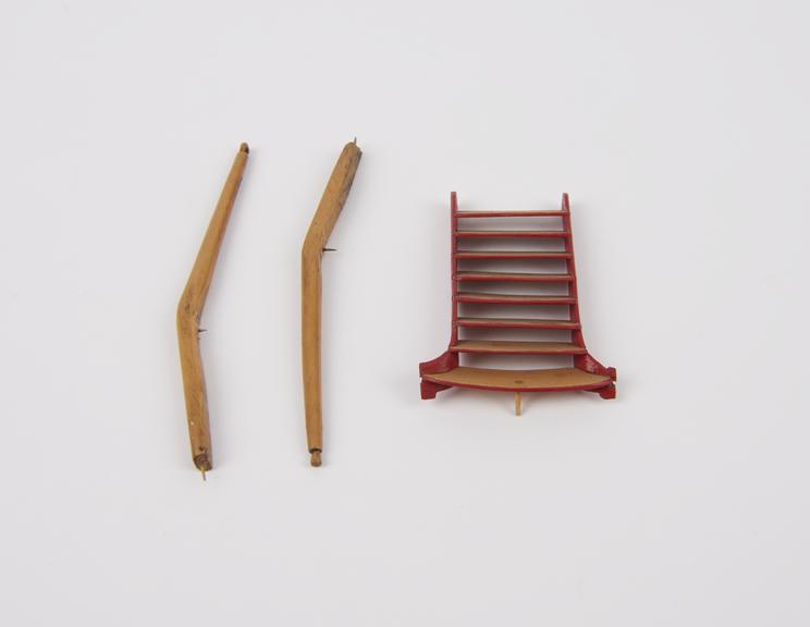 3 wooden components from the contemporary dockyard model of the