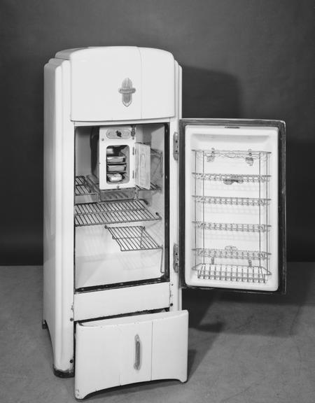 Shelvador electric compression domestic refrigerator, c. 1934-1935.