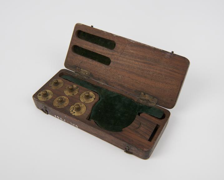 French 18th century coin balance in box