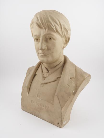 Plaster bust of Thomas Edison.